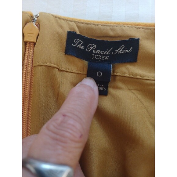 J. Crew The Pencil Skirt mustard gold wool 0 lined classic minimalist office - Picture 5 of 11